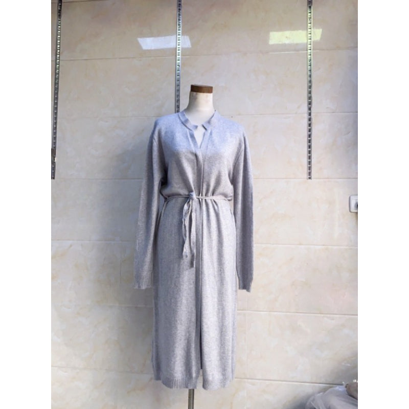 Women's Mid-Length Drawstring Straight Sweater Dress Gray One Size