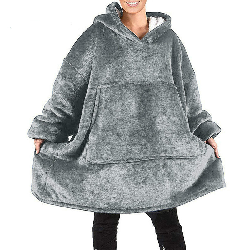 Grey Sherpa Fleece Blanket Hoodie