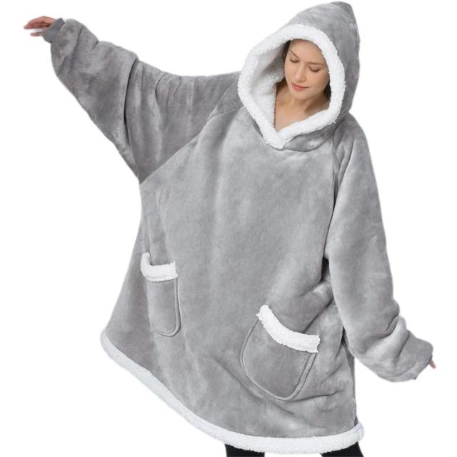 Grey Fleece Blanket Hoodie