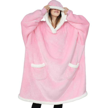 The Cool and Comfy Fleece Oversized Blanket Hoodie Pink