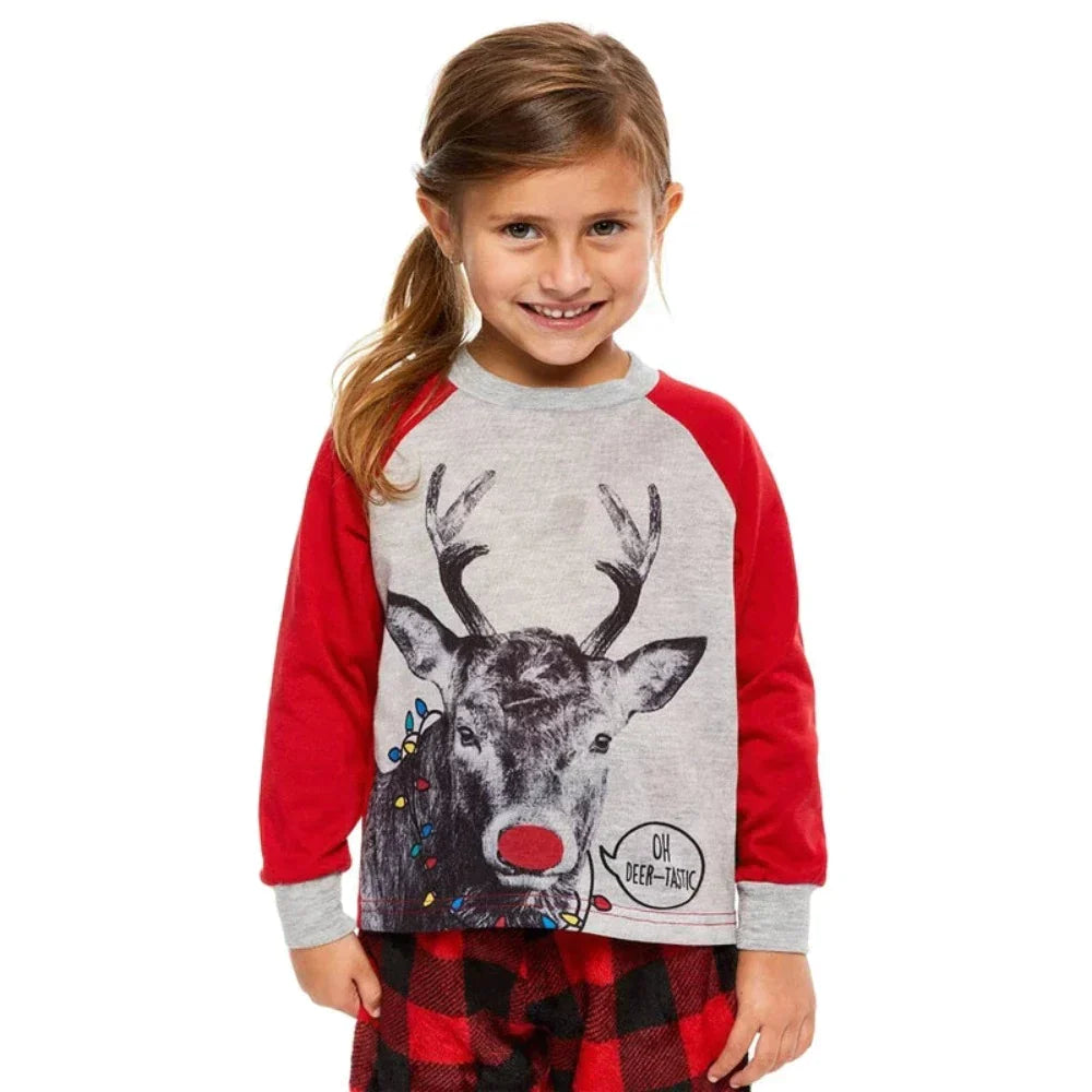 Festive Santa Christmas Deer Pajama Set