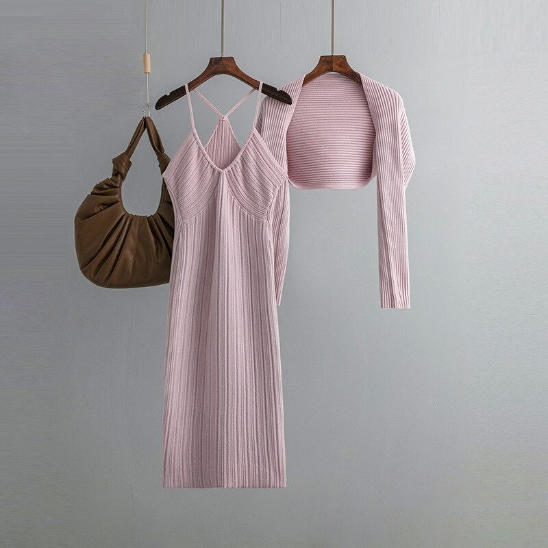 Korean Party Suits Two Pieces Sets For Women Pink One Size