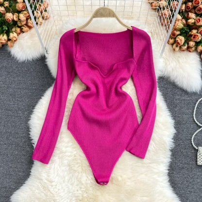 Women's Slim Fit Short-Sleeved Knitted Jumpsuit