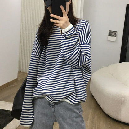 Women's Striped Oversized Casual Sweatshirt