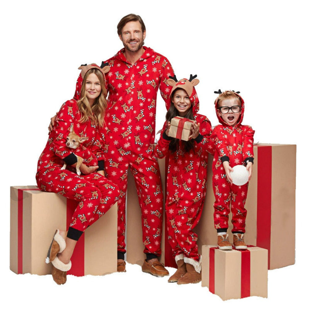 Christmas Reindeer Print Matching Family Outfits