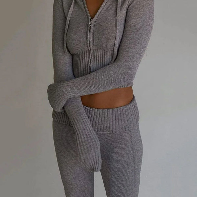 Two Piece Sweatsuit Set Gray