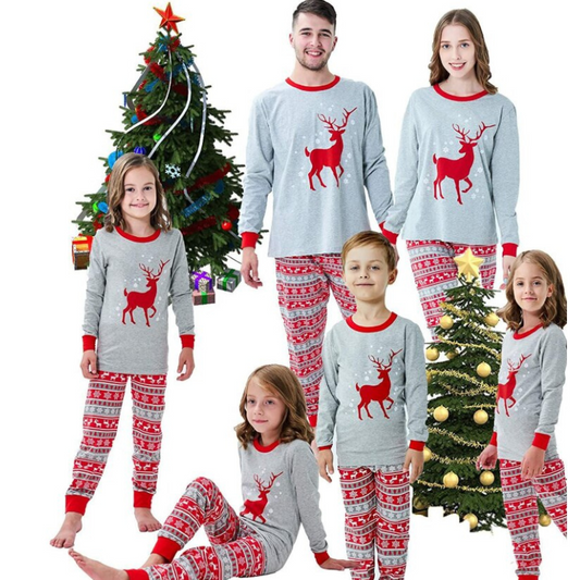 Festive Reindeer Romper Matching Pajamas Family Set