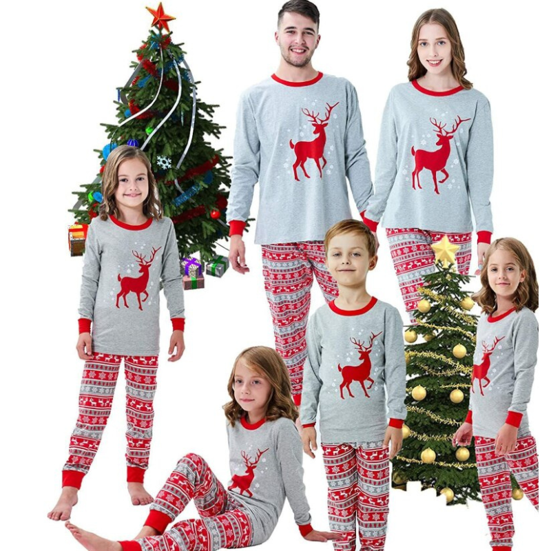 Festive Reindeer Romper Matching Pajamas Family Set Baby