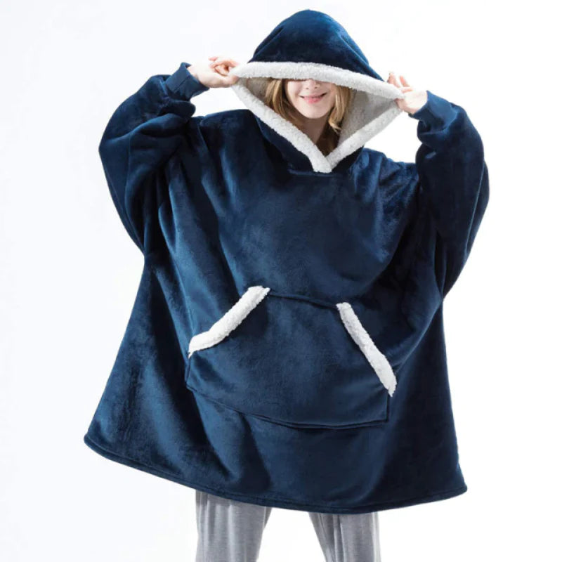 Blue Sherpa Fleece Blanket Hoodie