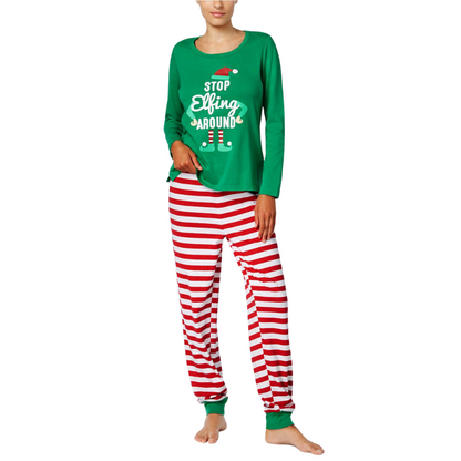 Elf Print Christmas Matching Pajama