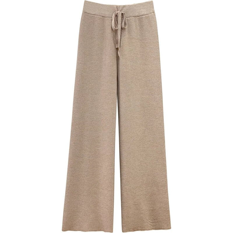Thickened Knitted Trousers Retro Drape Wool Straight Pants