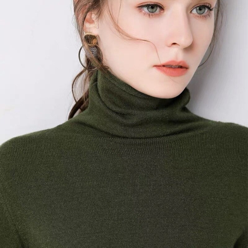 Soft Cashmere Slim-Fit Turtleneck Pullovers For Women