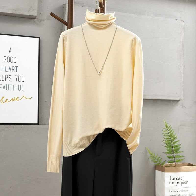 Soft Cashmere Turtleneck Slim-Fit Pullovers For Women