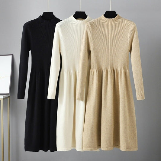 Knitted Ribbed Warm Sweater Dress