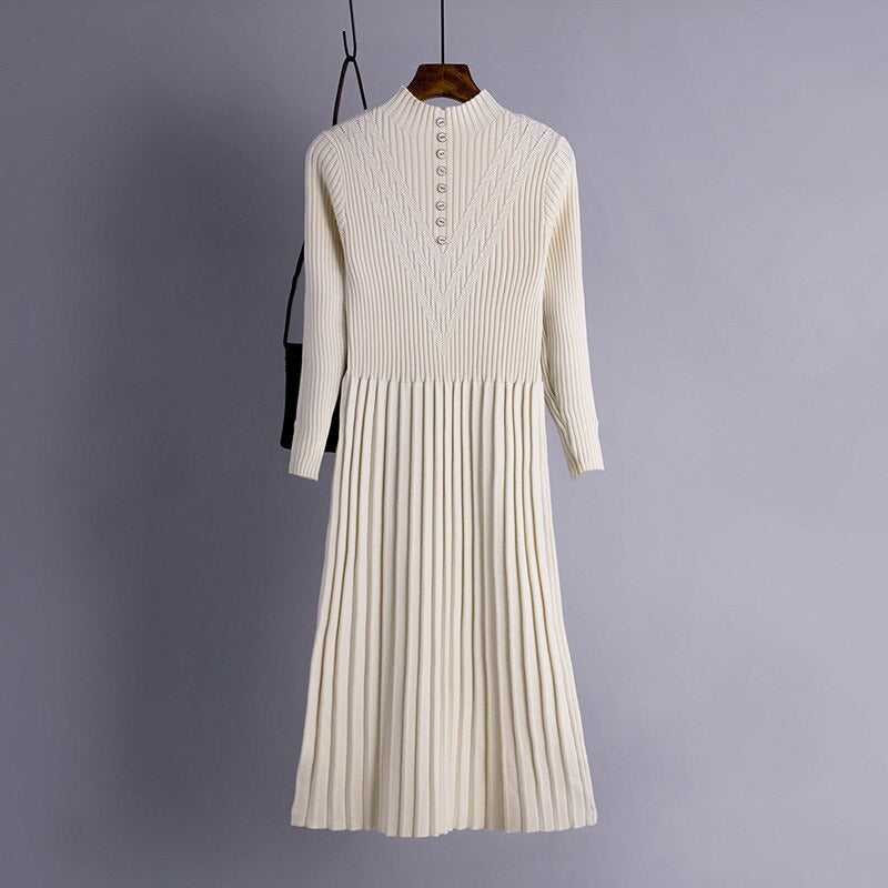 Thickened Straight Woolen Long Knitted Sweater Dress