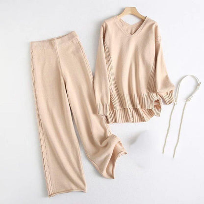 Winter Twist Knitted Wide Leg Pant Sets