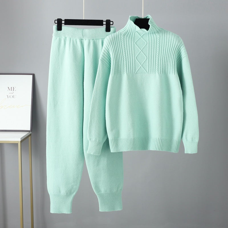 Oversized Two-Piece Knitted Thick Set