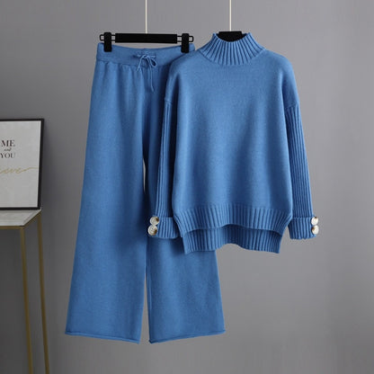 Women's Turtleneck Thickened Knitted Sweater Set