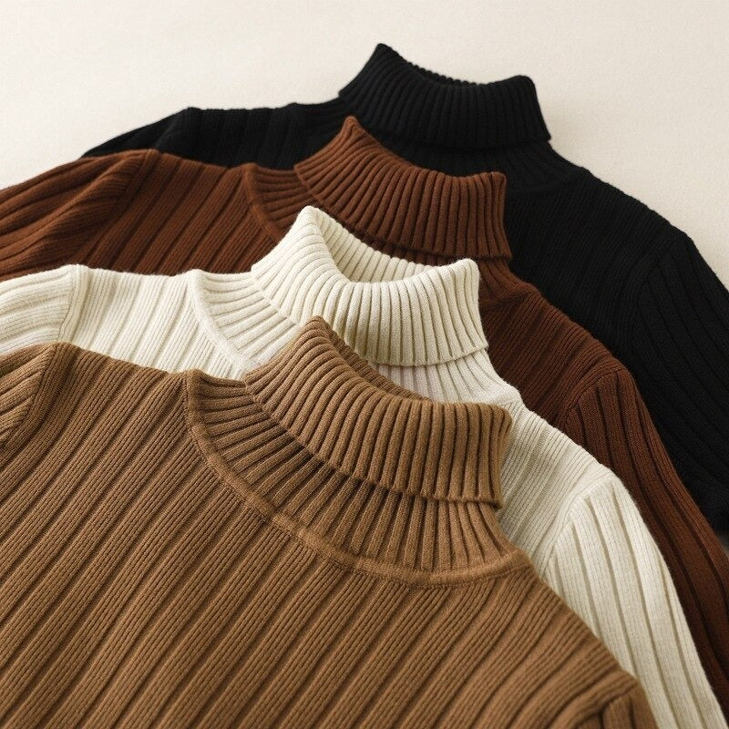 Turtleneck Long Knitted Sweater Dress For Women