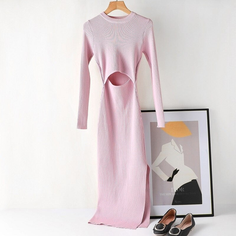 Elegant Hollow Out Knitted Dress For Women