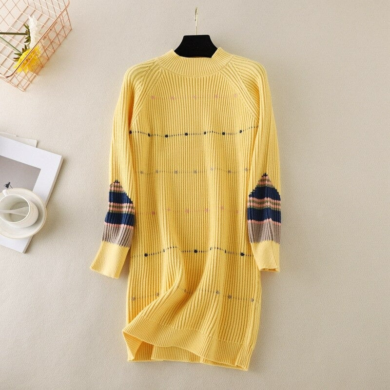 Knitted Vintage Casual Mini Dress For Women
