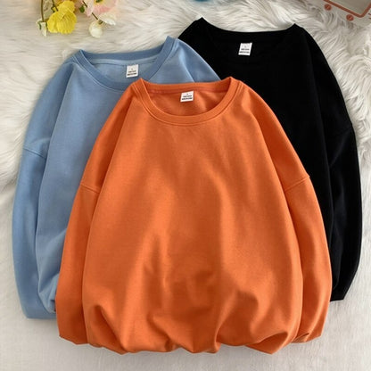 Women's Solid Color Oversized Drop Shoulder Sweatshirt