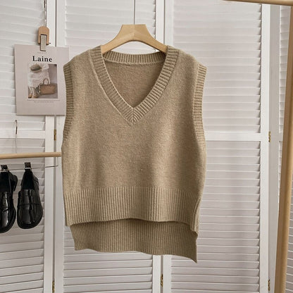 Loose Knitted V-Neck Sweater Vest For Women