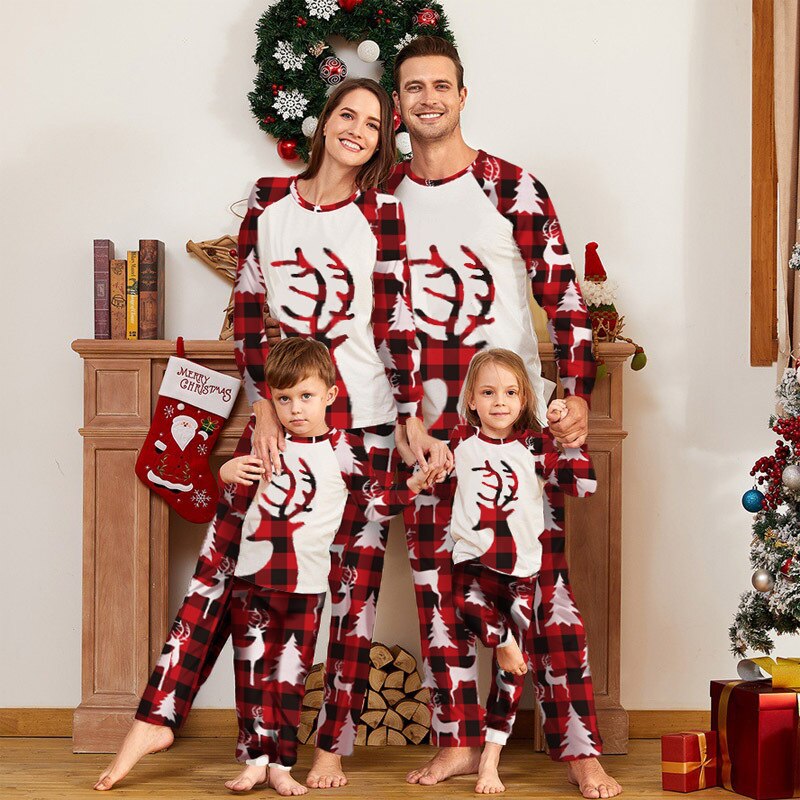 Christmas Cartoon Deer Family Pajama Set