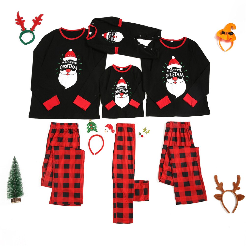 Printed Santa Beard Pattern Family Matching Pajama Set