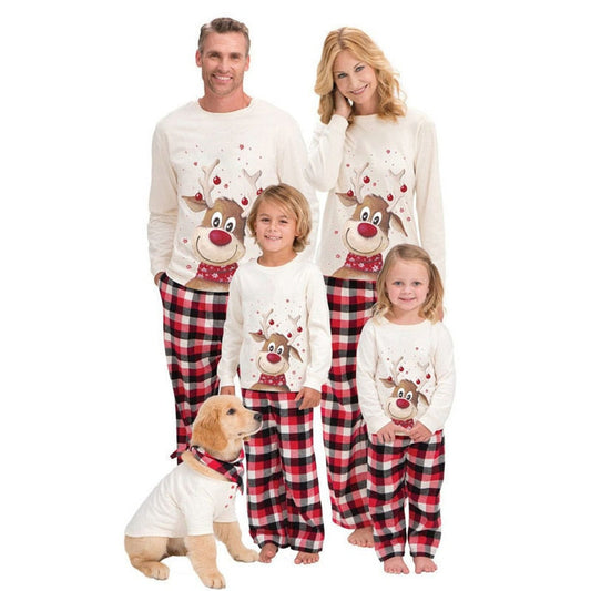 Blissful Deer Xmas Matching Pajama White