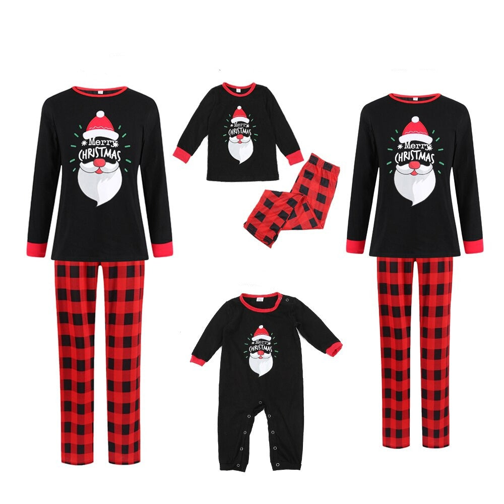 Printed Santa Beard Pattern Family Matching Pajama Set