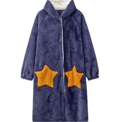 Oversized Giant Star Pattern Blanket Hoodie Coat
