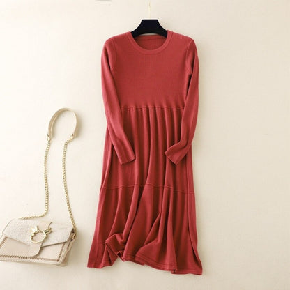 Loose A-Line Knitted Long Sweater Dress