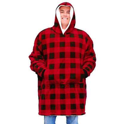 The Multi Patterned Fleece Blanket Hoodie Plaid