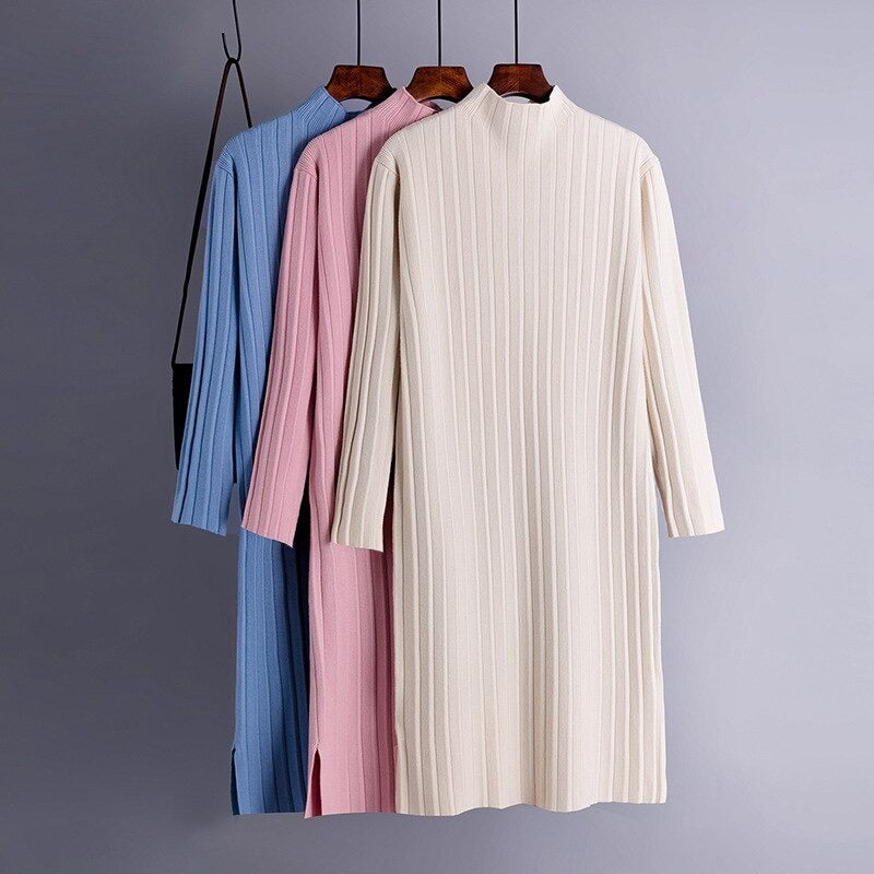 Women's Long Knitted Women Split Sweater Dress