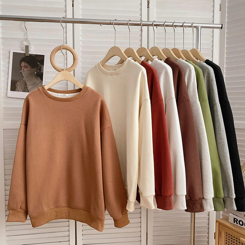 Women's Solid Color Thickened Winter Sweatshirt