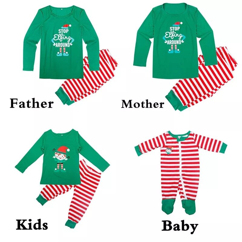 Elf Print Christmas Matching Pajama