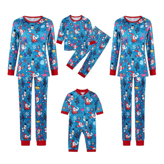 Printed Santa Pattern Family Matching Pajama Set