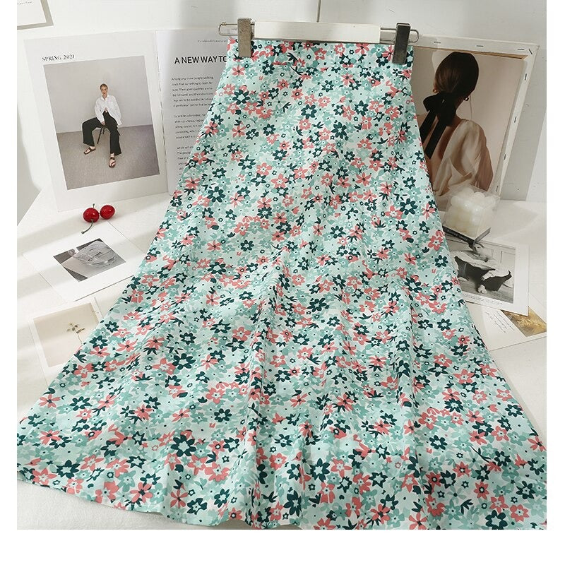 Retro Floral Printed Long Skirts For Women
