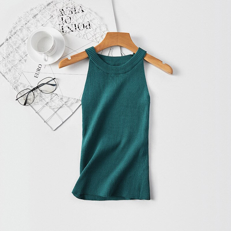 Women Halter Vest Simple Knitted Camisole