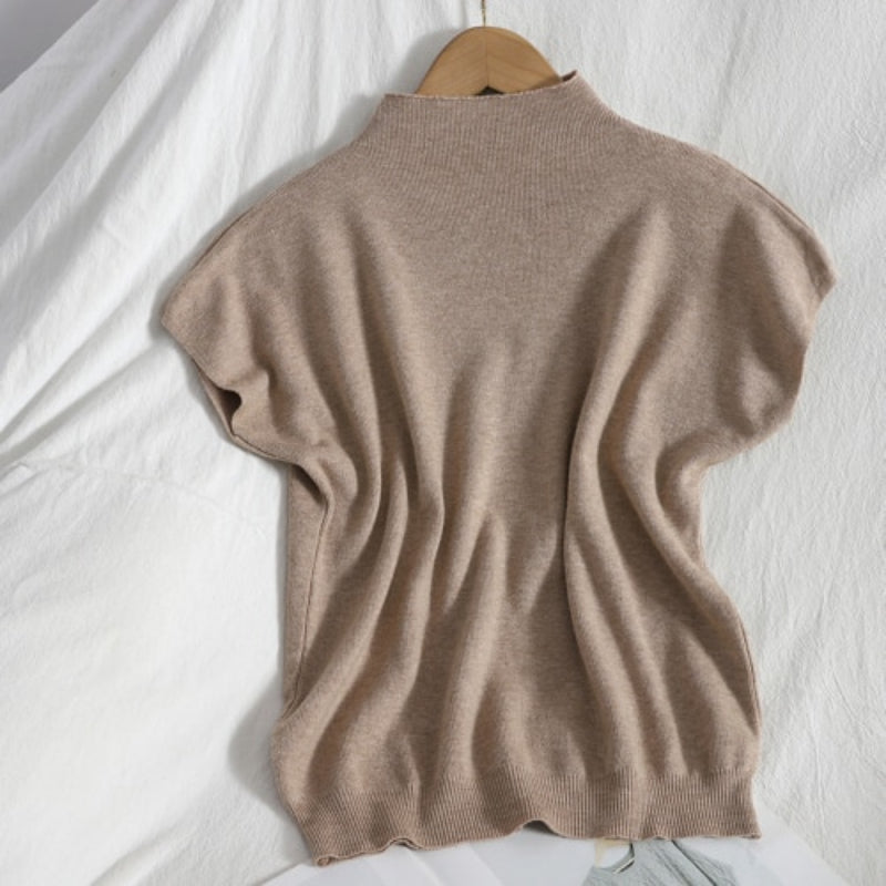 Pullover Sleeveless Solid Knitted T-Shirt