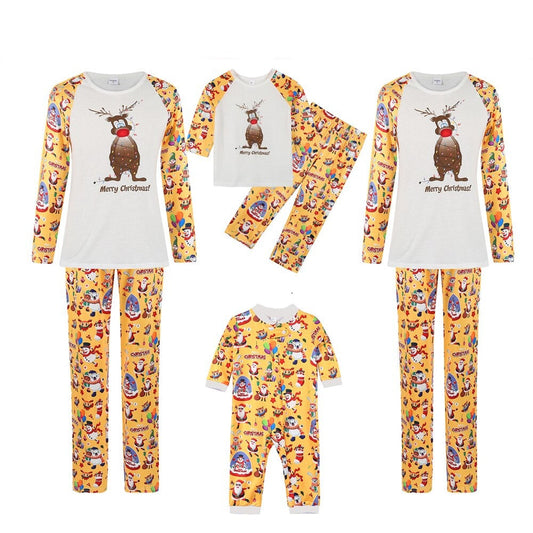 Printed Reindeer Pattern Family Matching Pajama Set