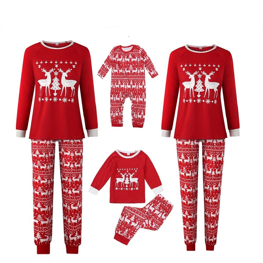 Classic Holiday Reindeer Print Pajama Set Baby