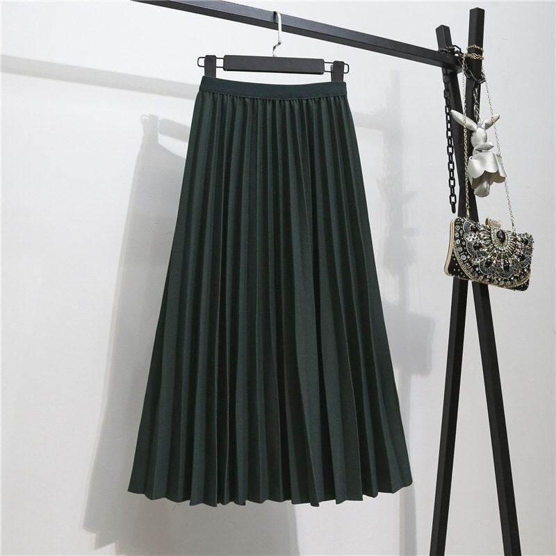 Retro Slim Pleated Mid-Length Skirt For Women