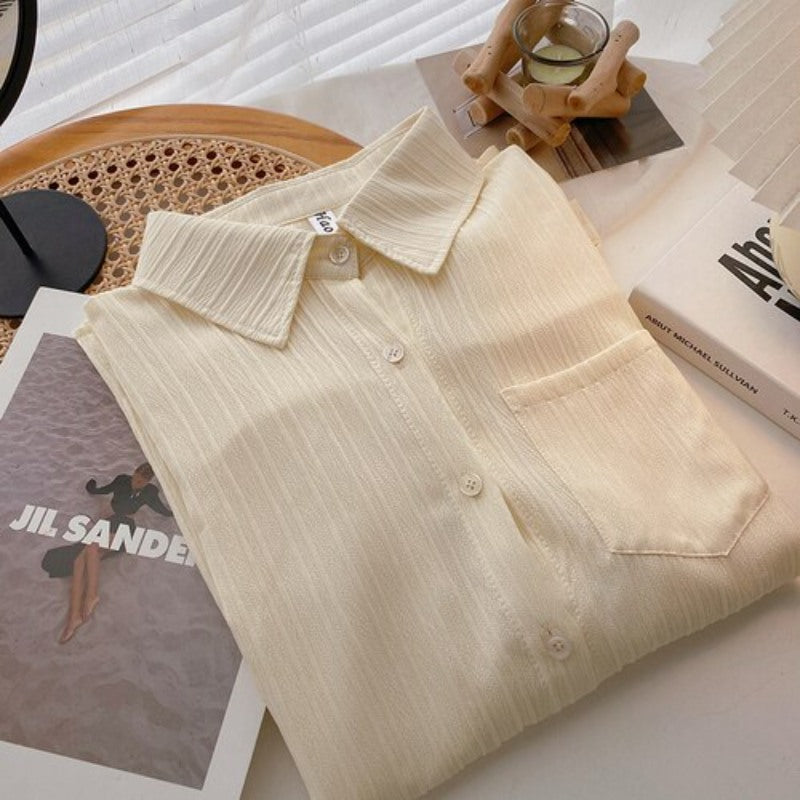 Casual Solid Color Lazy Loose Blouses Shirt For Women