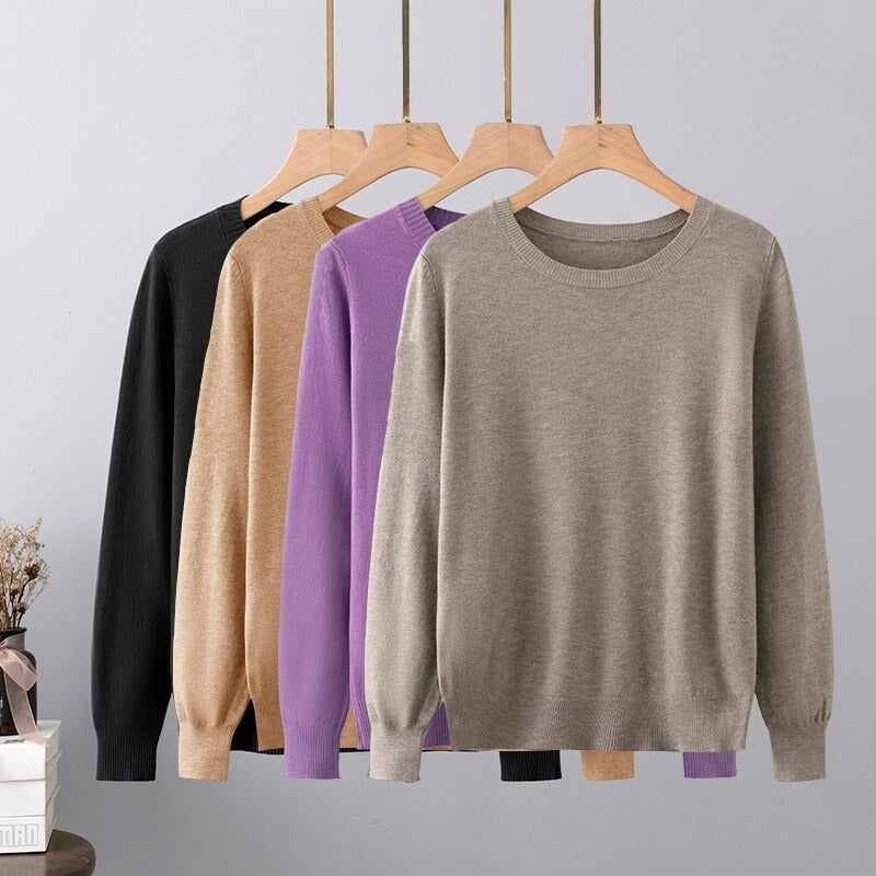 Warm Base Cashmere O-Neck Long-Sleeved Pullover